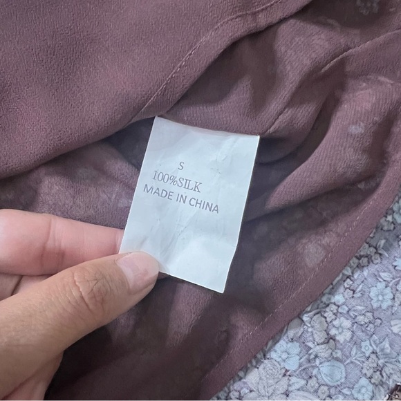 Juicy Couture Black Label Dark Purple Floral 100% Silk Pleated Dress Size Small - Picture 6 of 7